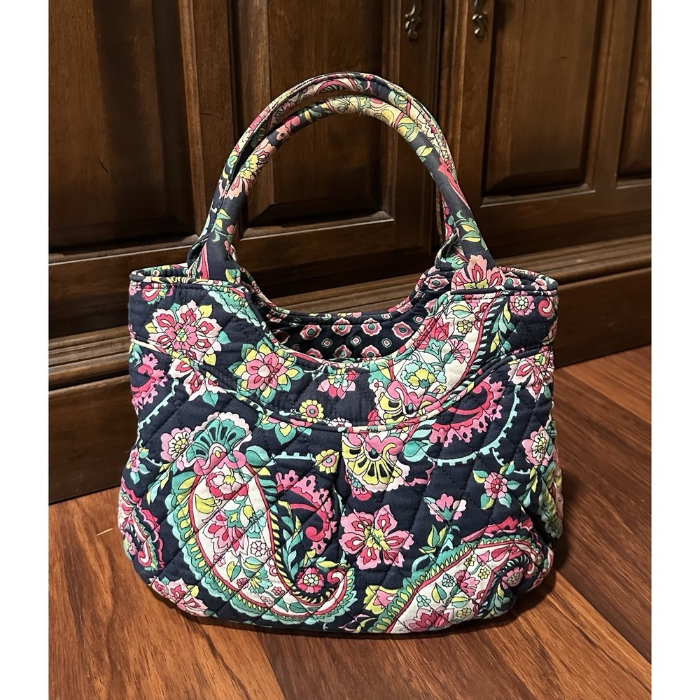 Vera Bradley Petal Paisley Mini Tote Handbag ~ ‎ Teal, Green, Pink  Floral